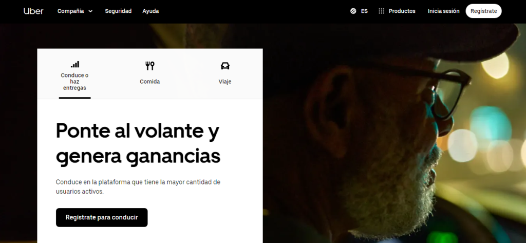 Sitio web oficial de Uber