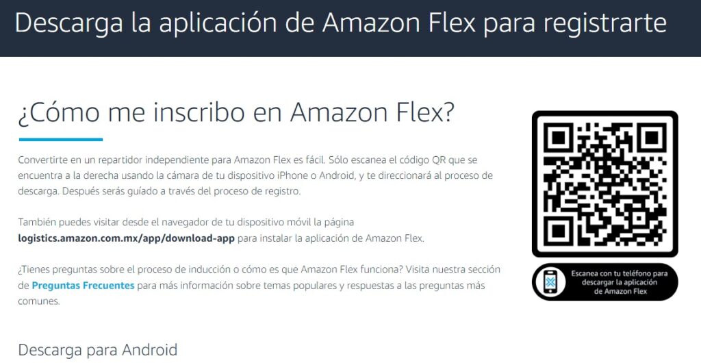 Incribirce en Amazon flex